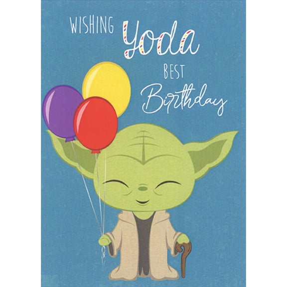 Tree-Free Greetings Yoda Holding Balloons Funny Star Wars Birthday Card