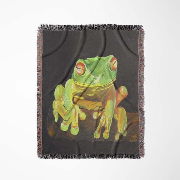 Tree Frog - Amphibian, Tree Frog, Green Frog, Green Tree Frog, Tree, Animal, Nature, Woven Blanket