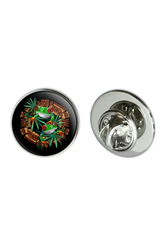 Tree Frog Aztec Temple Metal 0.75" Lapel Hat Pin Tie Tack Pinback