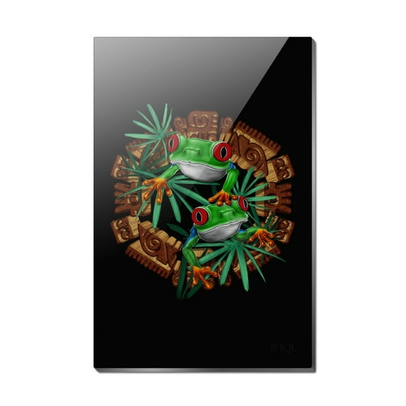 Tree Frog Aztec Temple Rectangle Acrylic Fridge Refrigerator Magnet