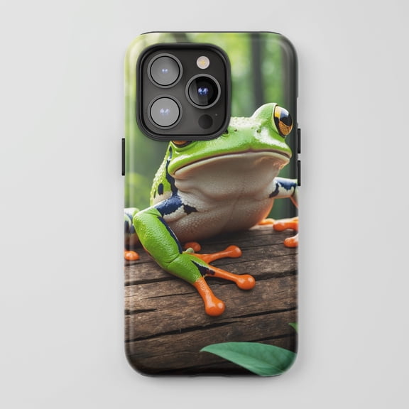 Tree Frog For All iPhone Series Protective Phone Case Realistic Nature Green Orange