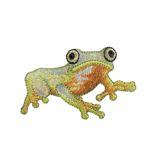 Tree Frog - Green,Shimmery - Embroidered Iron on Patch