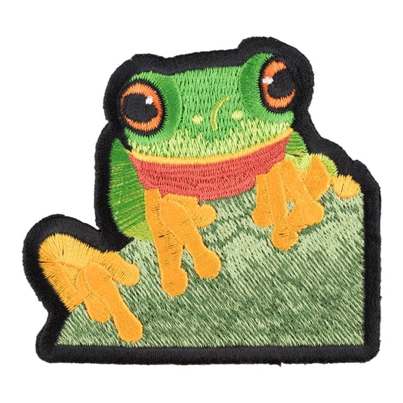 Tree Frog On A Leaf Patch, Exotic Frog Patches.