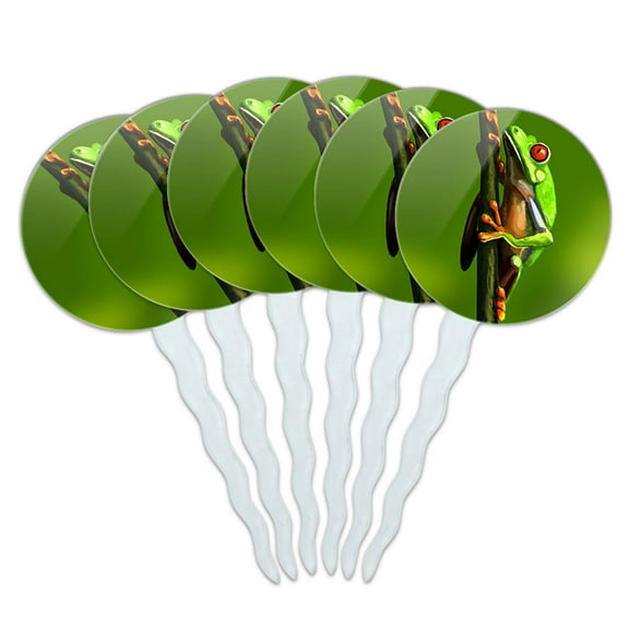Tree Frog Red-Eyed Cupcake Picks Toppers - Set of 6