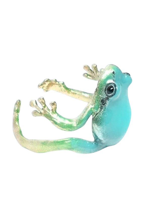 Tree Frog Ring Good Detail Realistic Animal Smooth Polished Adjustable Open Ring Novelty Knuckle Ring Party Daily Lady Finger Jewelry -Blue