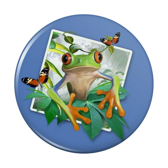Tree Frog Selfie Picture Rainforest Kitchen Refrigerator Locker Button Magnet