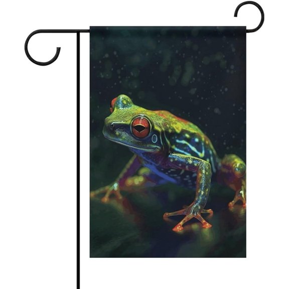 Tree Frog Spring Garden Flag 12x18 Double Sided Weather Resistant Seasonal Yard Flag with 4 Ties Welcome Outdoor Flag for Patio Lawn Home Decoration