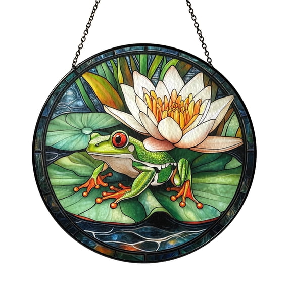 Tree Frog Stained Glass Suncatcher Decorative Nature Window Art for Home Interior Display
