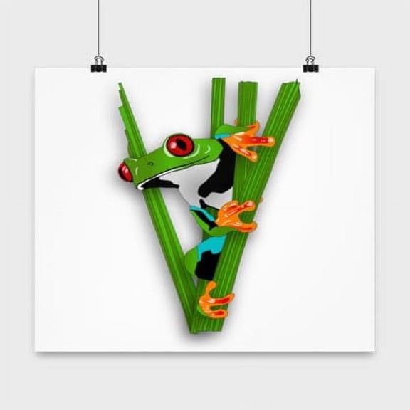 Tree Frog Wall Art Poster 13x13in - Green Toad Amphibian Gift for Nature Lovers