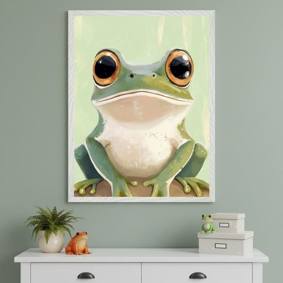 Tree Frog Wide-Eyed Wall Art Whimsical Amphibian Illustration Cute Animal Nursery Unframed Paper Print