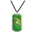 thumbnail image 1 of Tree Frog on Leaf Military Dog Tag Pendant Necklace with Cord, 1 of 4
