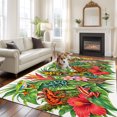 Posen Tree Tree Frogs Area Rug, Tropical Poison Dart Frogs Hibiscus Flower Palm ...