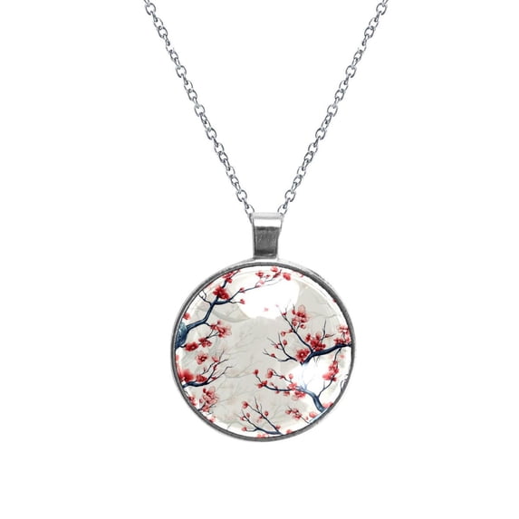 Tree Glass Circular Pendant Necklace - Women's Jewelry