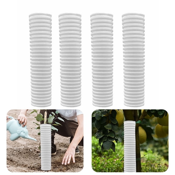 Tree Guards, PP Protectors, Tree Sleeves, Corrugated Plastic Design, for Saplings Plants Gardens, Bark Protection from Animals | White KTFgvq
