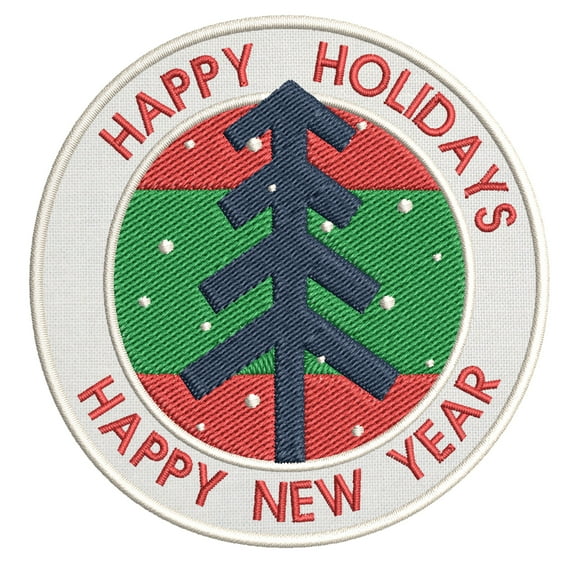 Tree Happy Holidays Embroidered DIY Iron on or Sew-on Decorative Patch Badge Emblem Appliques Holiday Stocking Christmas Series