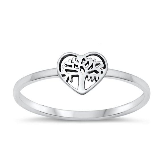 Tree & Heart Wholesale Ring .925 Sterling Silver Love Nature Band Jewelry Female Male Unisex Size 5
