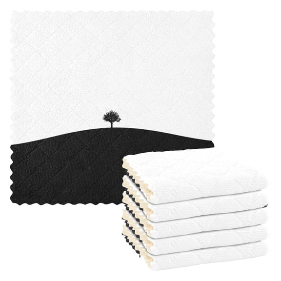 Tree Hill 6 Pack Kitchen Cleaning Cloths 11'' x 11'', Super Absorbent, Soft Double Layer Plush for Dish and Surface Cleaning