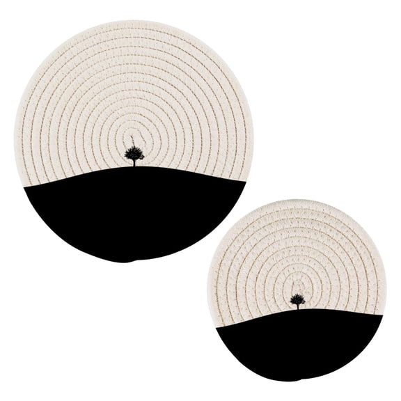 Tree Hill Trivets Potholders Cotton Braided Potholders Heat-Resistant Pads 7.09'' and 9.45''