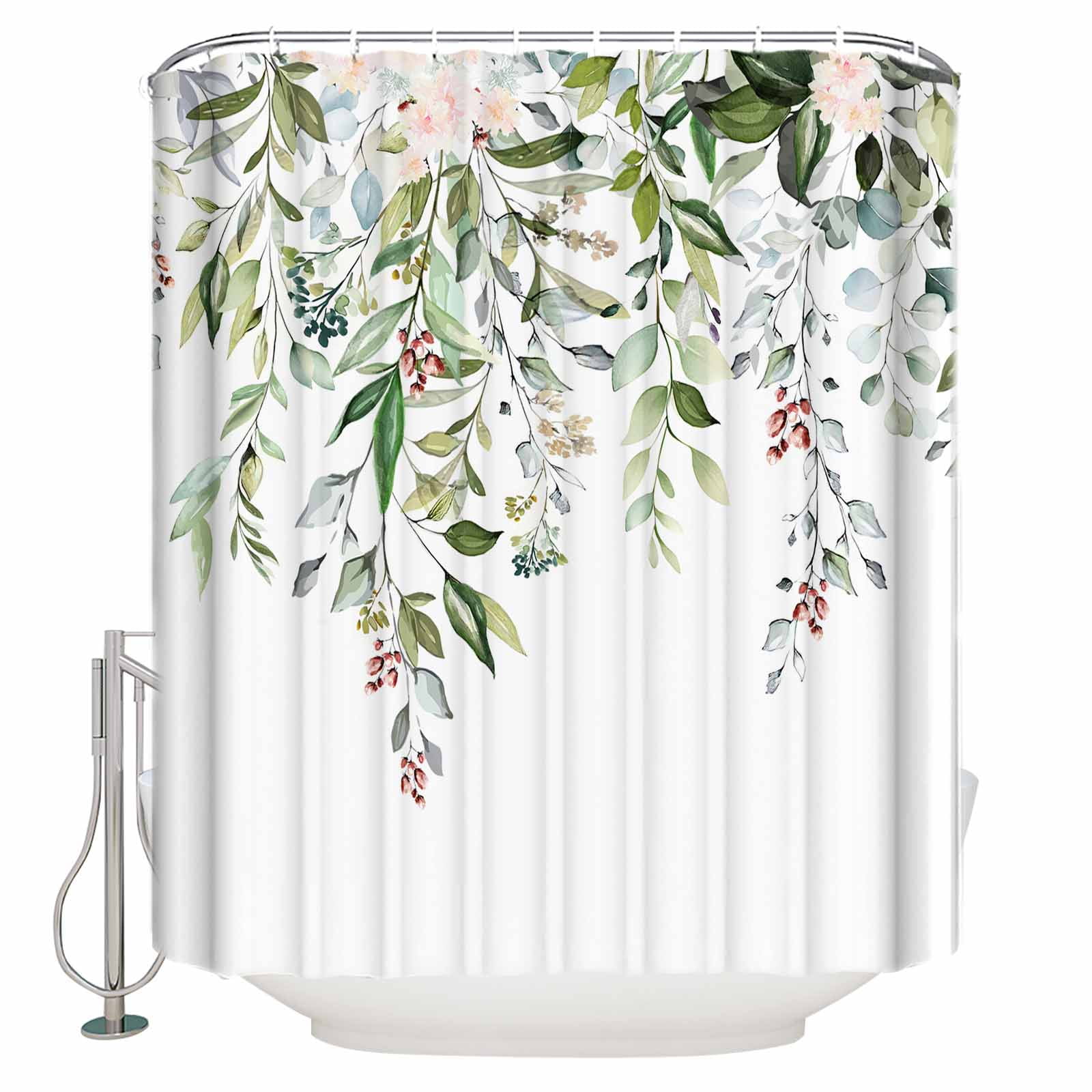 Tree No Hook Shower Curtain with Snap in Liner Summer Watercolor Style ...