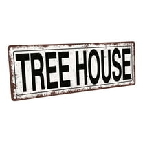 Tree House 4"x12" Metal Sign, Wall Décor for Porch, Patio, and Deck