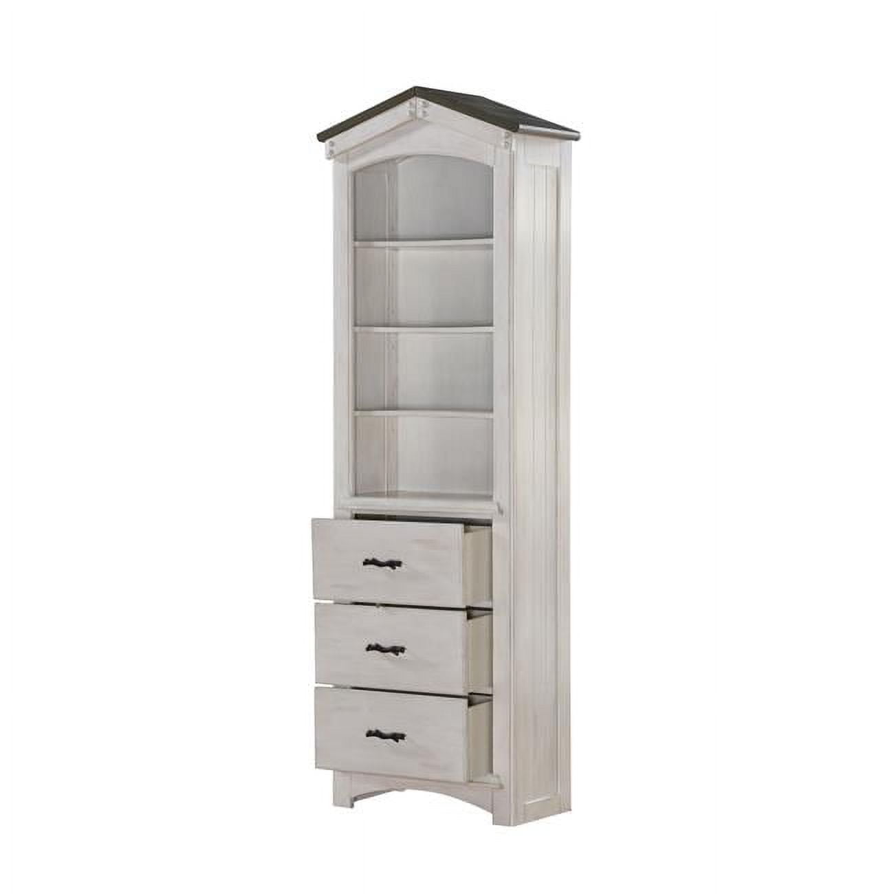 Whimsical Weathered White & Washed Gray Wooden Tree House Bookcase