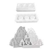 Tree House Candle Holder Silicone Mold DIYs Cement Gypsum Mold Christmas Candlestick Resin Ornaments Mold Home Decors