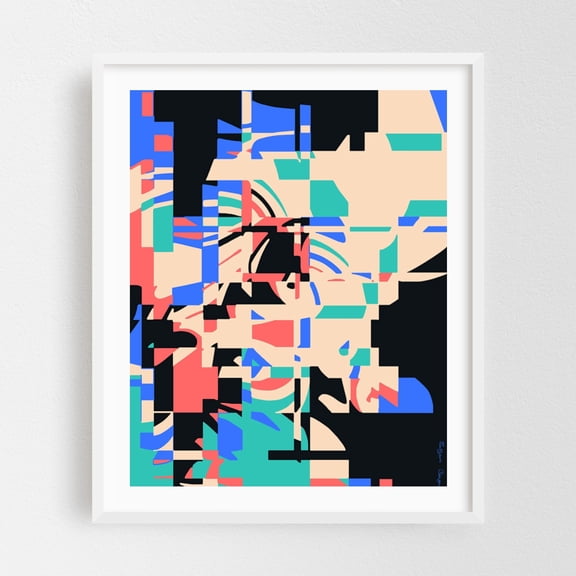 Tree House - Digital Art Abstract Geometric Modern Art Minimalist Pop Art Psychedelic Surrealism White Framed Wall Art Print 6 x 8 inches