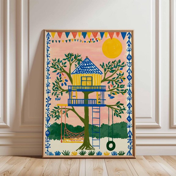 Tree House Forest Adventure Room Nature Landscape, Stretched Canvas 8x10in
