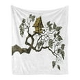 thumbnail image 1 of Tree House Soft Flannel Fleece Throw Blanket, Leafy Tree Branch and Little Bird Home, Cozy Plush for Indoor and Outdoor Use, 50" x 60", White Fawn Pale Khaki, by Ambesonne, 1 of 5