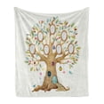 thumbnail image 1 of Tree House Soft Flannel Fleece Throw Blanket, Vintage Inspired Hand Painted Forest Home Family Tree, Cozy Plush for Indoor and Outdoor Use, 50" x 70", Multicolor, by Ambesonne, 1 of 5