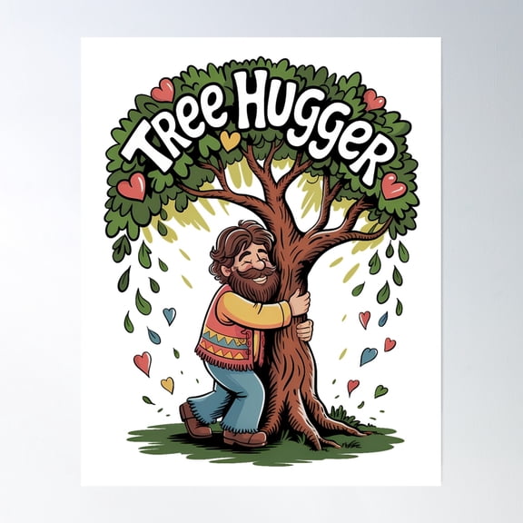Tree Hugger Poster Wall Art, Modern Wall Decor, 8x12 UNFRAMED