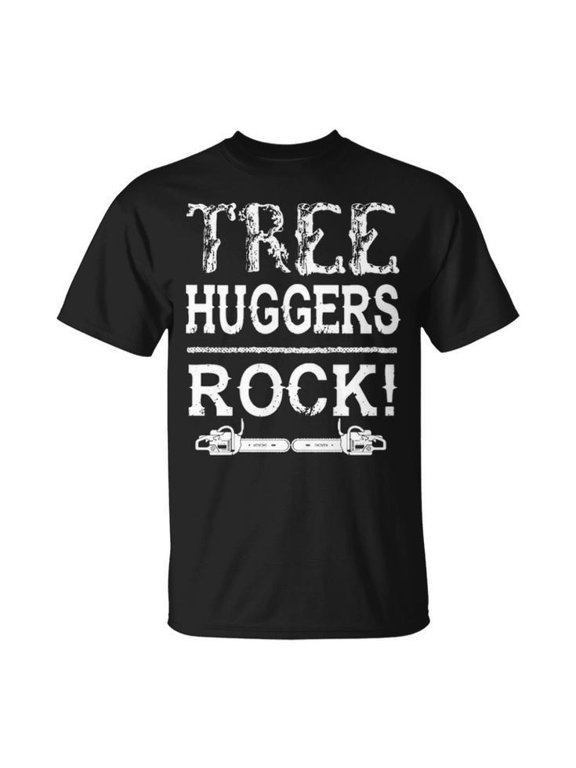 Tree Huggers Logger Graphic Tee Unisex Adult Cotton Shirt for Nature Lovers and Logging Enthusiasts Casual Wear Gift, Size L, Color Black