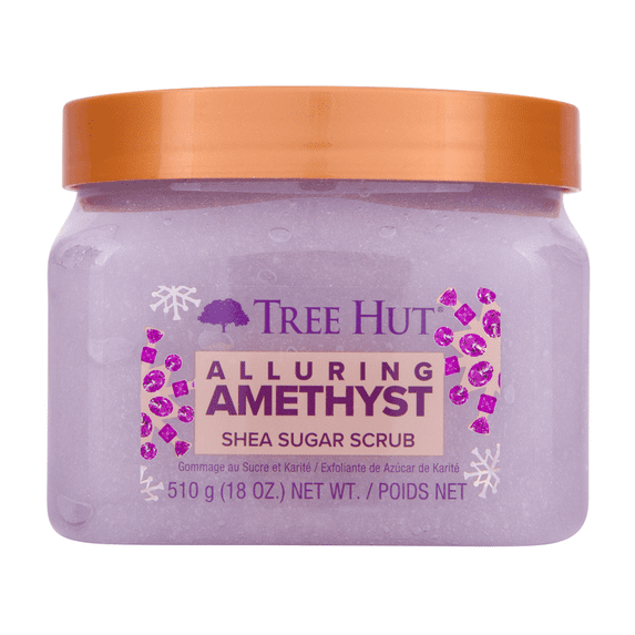 Tree Hut Alluring Amethyst Shea Sugar Exfoliating and Hydrating Body Scrub, 18 oz
