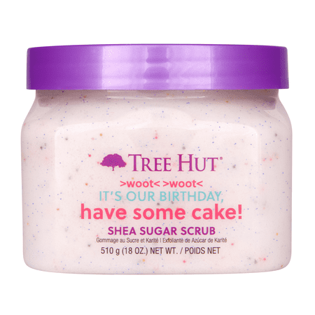 Tree Hut Birthday Cake Shea Sugar Exfoliating & Hydrating Body Scrub for Soft, Smooth Skin, 18 oz