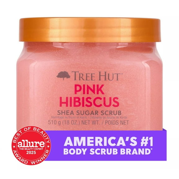 Tree Hut Pink Hibiscus Shea Butter Sugar Body Scrub, 18 oz