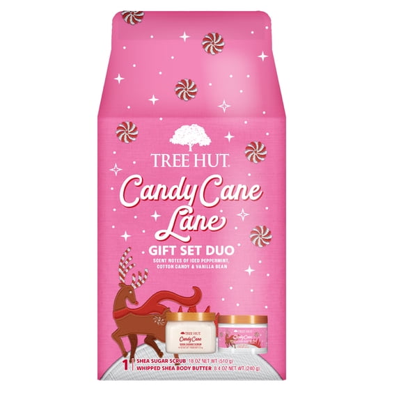 Tree Hut Candy Cane Lane Shea Butter Sugar Scrub and Whipped Body Butter Gift Set, 2 Count
