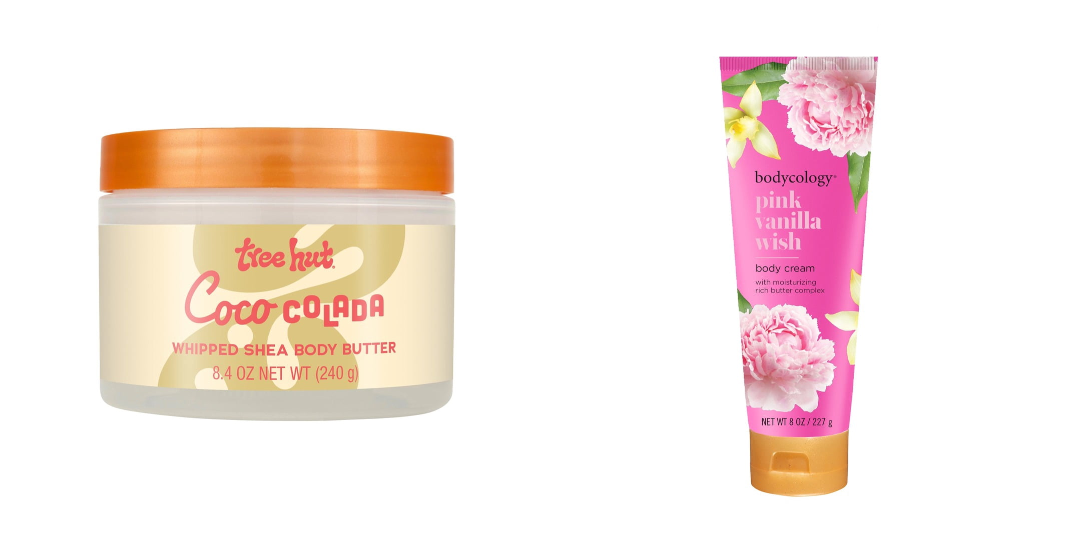 Tree Hut Coco Colada Whipped Shea Body Butter & Bodycology Pink Vanilla Wish Shea Butter Body Cream Bundle