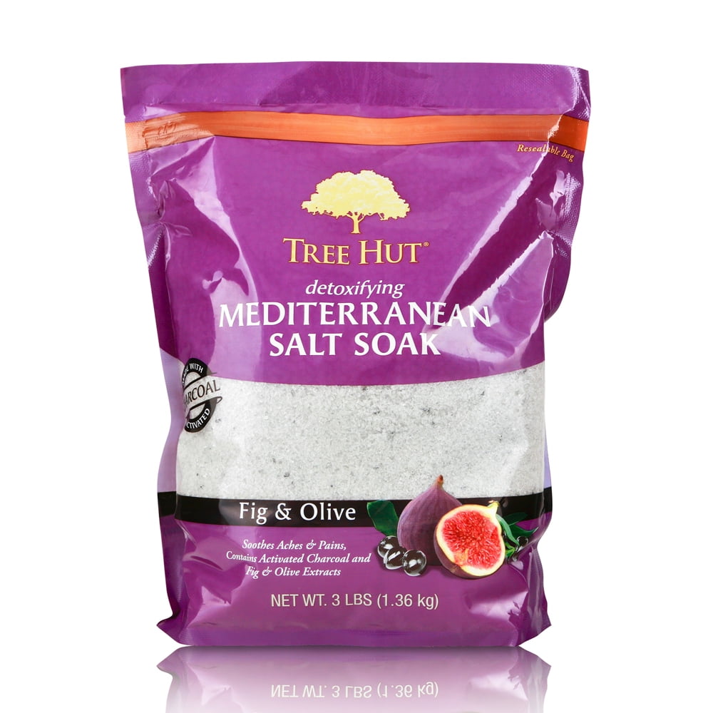 Tree Hut Detoxifying Mediterranean Salt Soak Fig & Olive, 3Ibs, Ultra Hydrating Epsom for Nourishing Essential Body Care