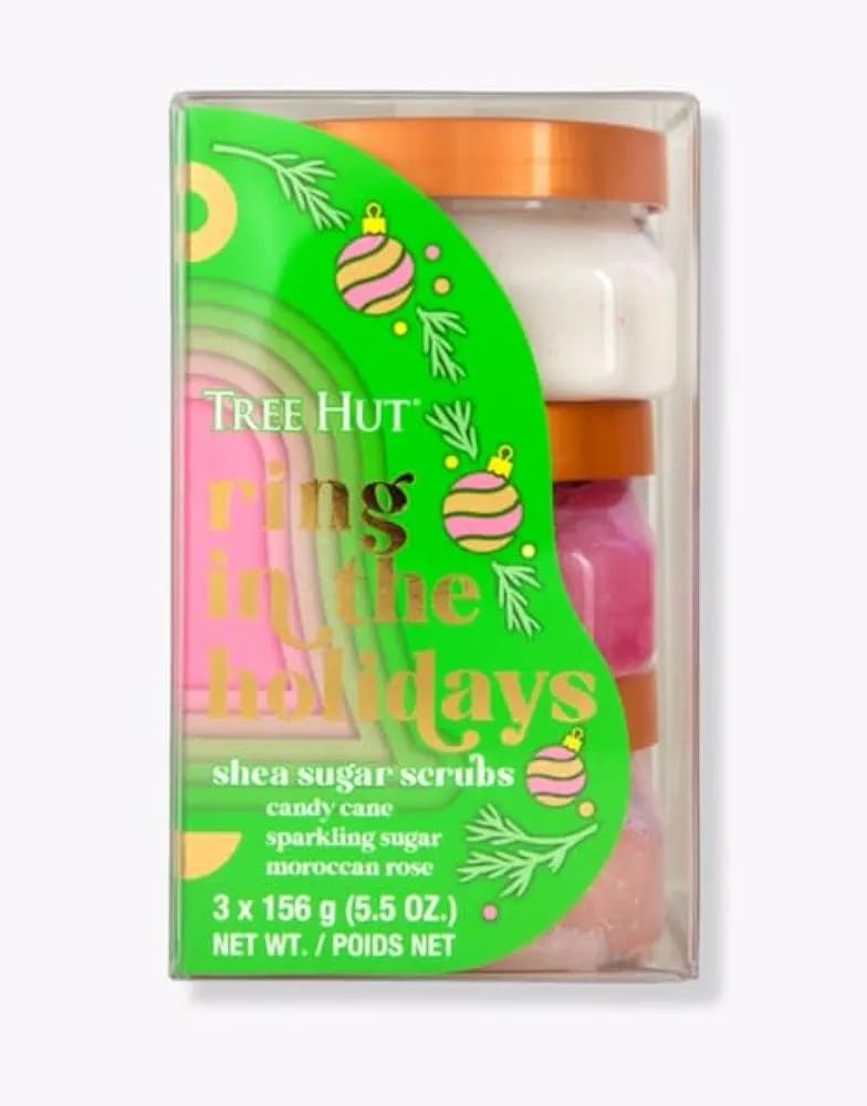 Tree Hut Ring In The Holidays Shea Sugar Body Scrubs, Trio Gift Set, 3x