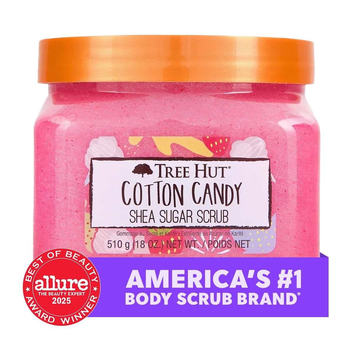 Tree Hut Cotton Candy Shea Butter Sugar Body Scrub, 18 oz