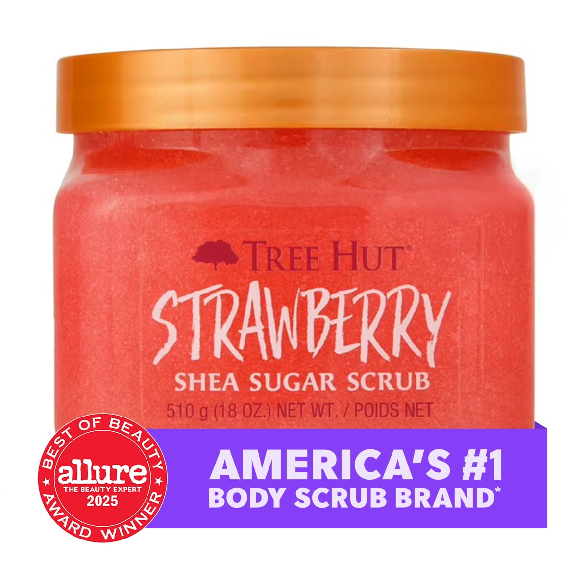 Tree Hut Shea Sugar Exfoliating Body Scrub Strawberry, 18 oz