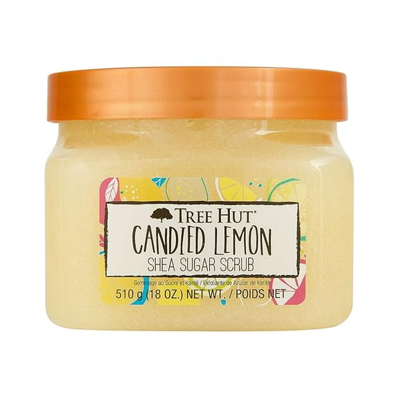 Tree Hut Shea Sugar Scrub Candied Lemon, 18oz, Ultra Hydrating and Exfoliating Scrub for Nourishing Essential Body Care