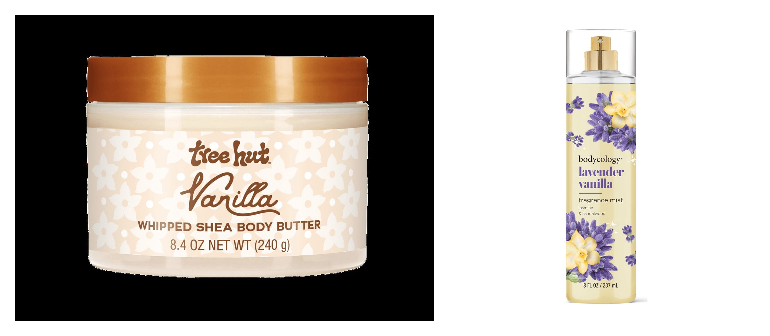 Tree Hut Vanilla Whipped Shea Body Butter & Bodycology Long-Lasting Fragrance Body Mist, Lavender Vanilla Bundle
