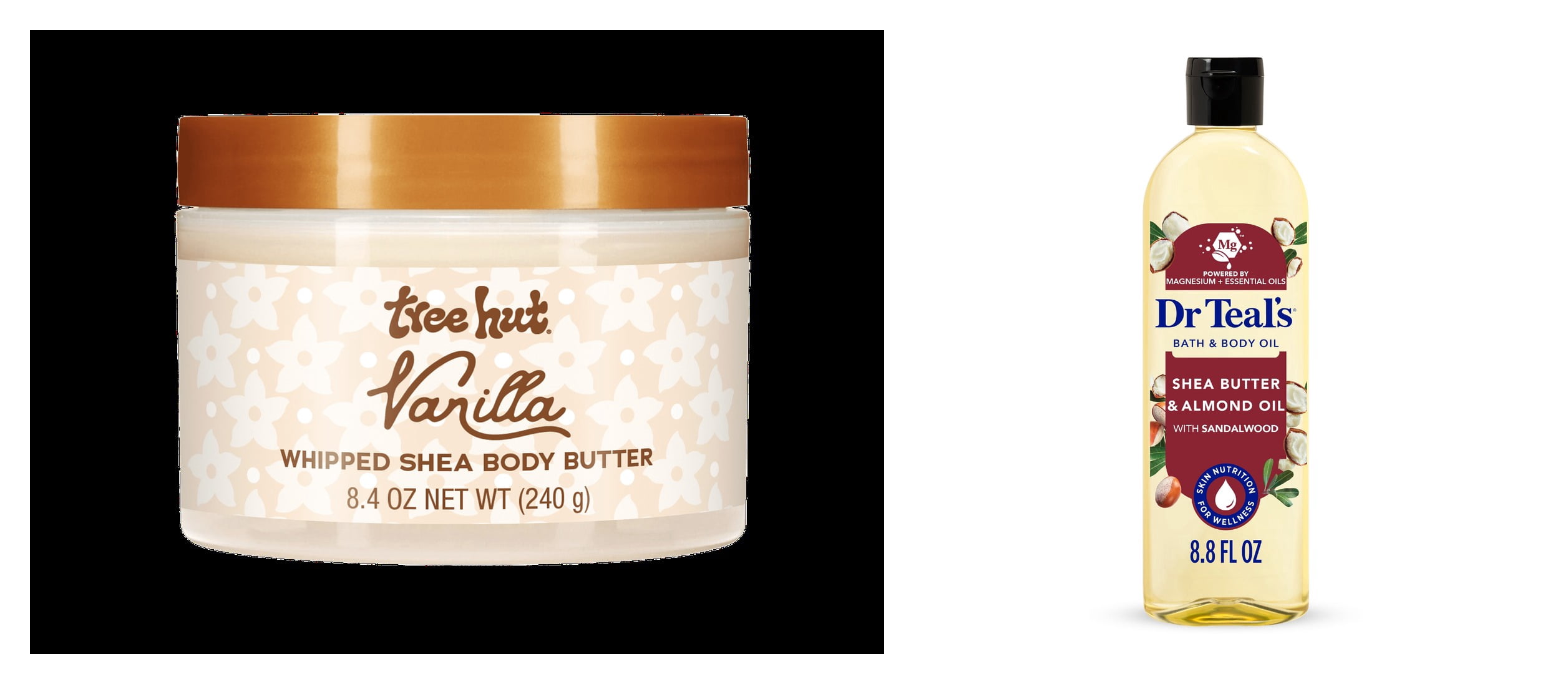Tree Hut Vanilla Whipped Shea Body Butter & Dr Teal's Shea Butter Moisturizing Bath & Body Oil Bundle