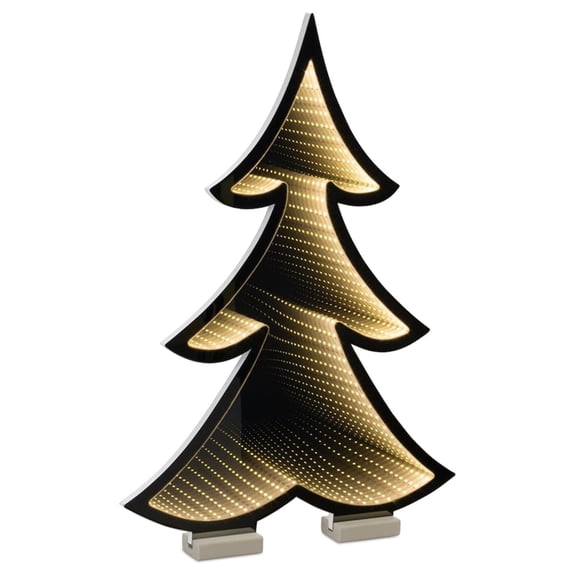 Tree Infinity Light - 24.5" Acrylic Holiday Decor - Warm White LEDs - Indoor/Outdoor Festive Tree Light - Illuminated Pine Tree Display