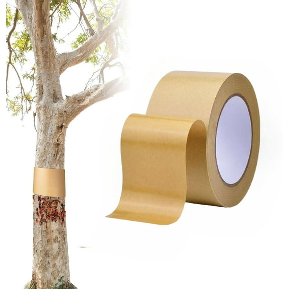 Tree Insect Barrier Tape, Cicada Tree Wrap Protection Tape, 2in x 165ft Adhesive Crawling Insect Tree Tape for Protecting Fruit Trees Plants Outdoor Lawn Garden, Brown