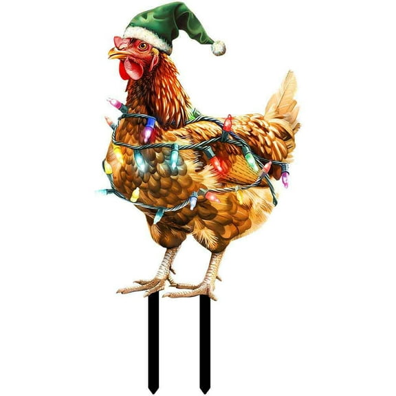 Tree Insert Metal Christmas Chicken Ground Plug Iron Garden Christmas Outdoor Decoration