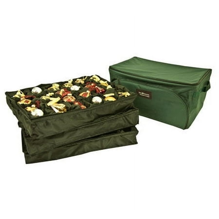 Tree Keeper 27" Green 3-Tray Christmas Ornament Storage Bag - Holds 72 Ornaments