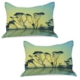 thumbnail image 1 of Tree Knitted Quilt Pillowcover Set of 2, Tree Silhouettes with Reflections on the Water Scenic National Park Countyside Art, Standard Queen Pillow Sham Bedroom, 30" x 20", Yellow Blue, by Ambesonne, 1 of 1