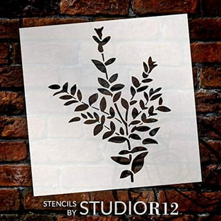 Swirly Leaves Plaque Leaf Stencil - 9 x 3 - STCL463 - by
